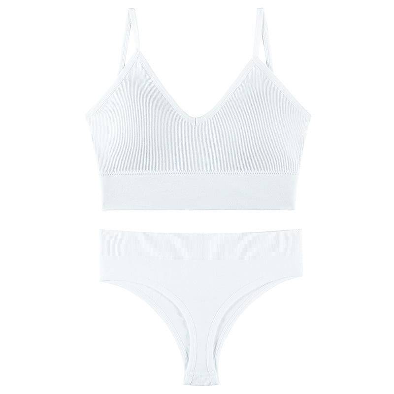 Women's Underwear Small Chest Push-up Thin Wireless Large Size Sports Sling Vest French Triangle Cup Bra Set - Clothing Personality