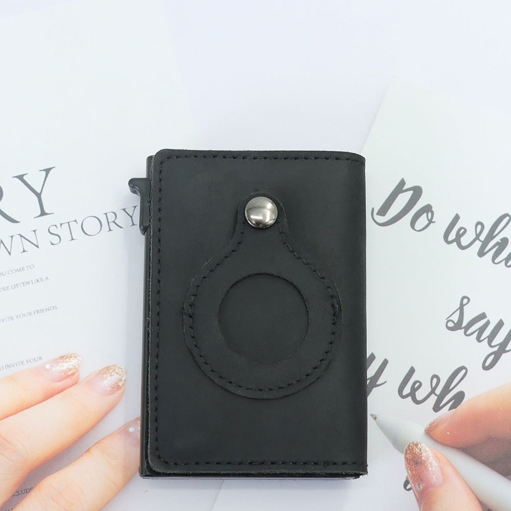Minimalist Wallets For Men, Premium Genuine Leather Credit Card Holder For AirTag With Slim Wallet RFID Technology - Clothing Personality