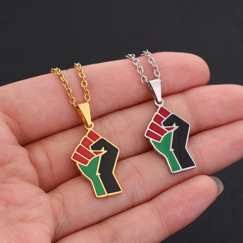 African Fist Symbol Titanium Steel Pendant Necklace - Clothing Personality