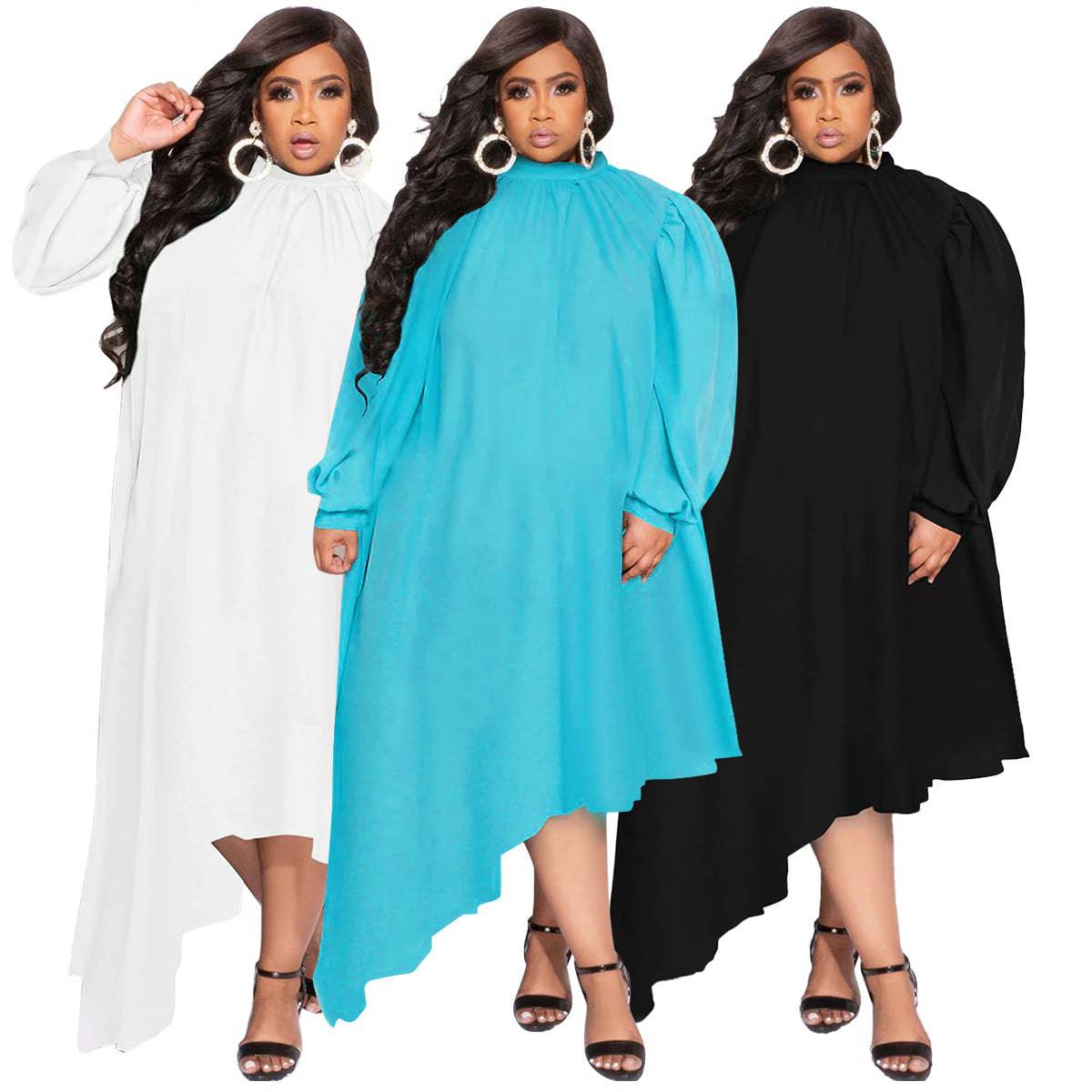 Casual Long Sleeve Solid Color Dress - Clothing Personality