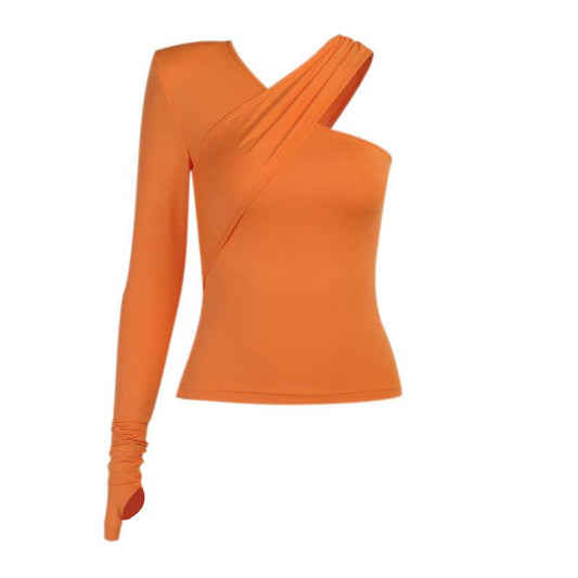 Exaggerated Shoulder Pads One-shoulder Blouse Women - Clothing Personality