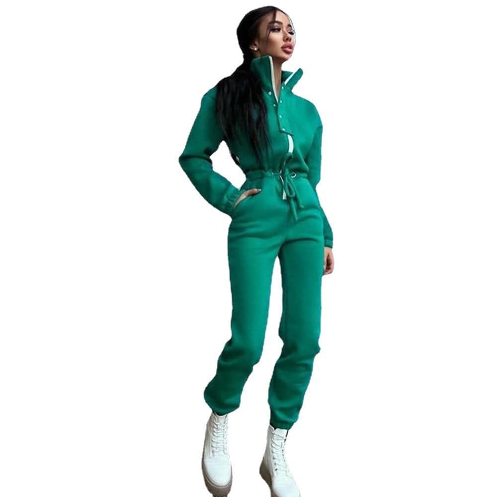 Stand-up Collar Cinched European And American Leisure Jumpsuit - Clothing Personality