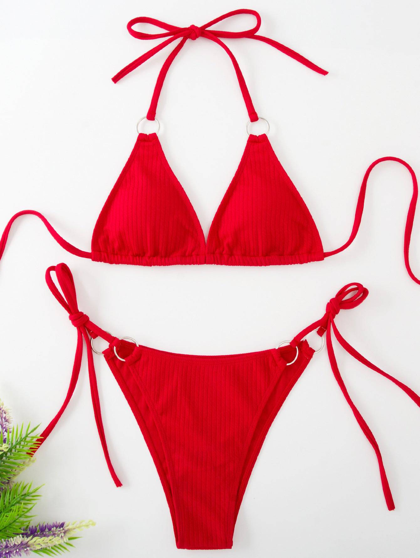 Sexy Bikini Set Summer Side Tie Thong Bandage Style Swimsuit Womens Clothing - Clothing Personality