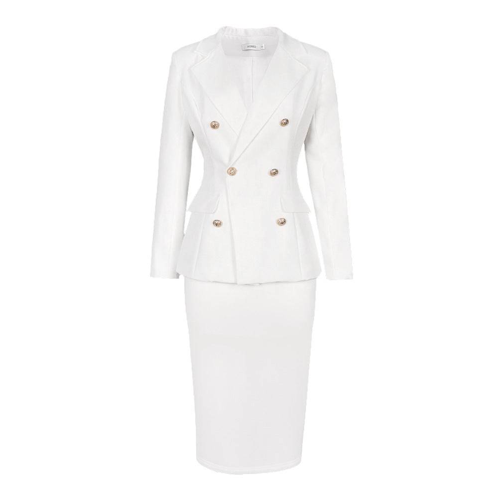 Plus Size Lapel Long Sleeve Button Slim Top Suit High Waist - Clothing Personality