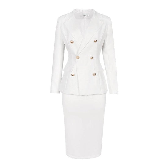 Plus Size Lapel Long Sleeve Button Slim Top Suit High Waist - Clothing Personality