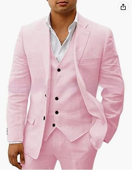 Men's Casual Three-Piece Suit Vest Pants Groom Wedding Banquet Suit - Clothing Personality
