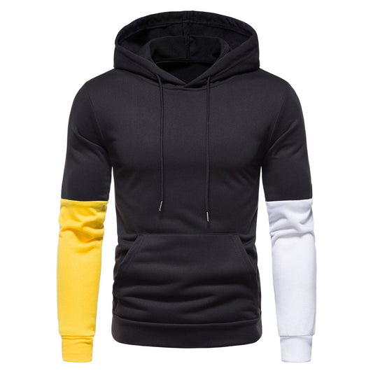 Hooded Men's Contrasting Color Stitching Sweater Jacket - Clothing Personality