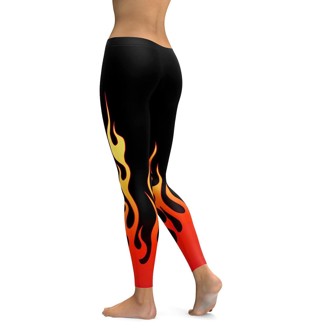 Gradient Flame Print Ladies Breathable Sports Yoga Leggings - Clothing Personality