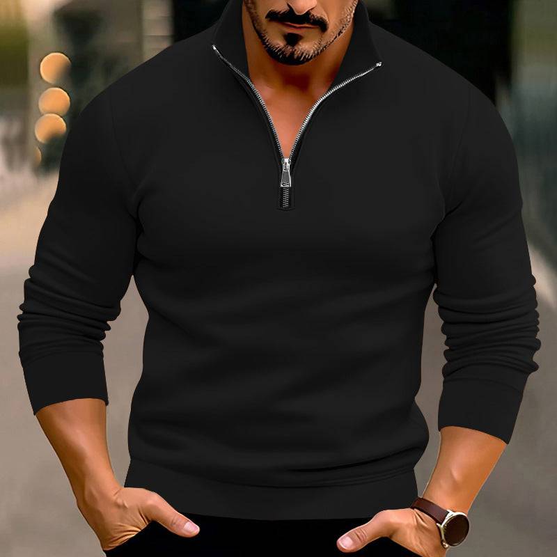 Men's Casual Solid Color Long-sleeved T-shirt Top - Clothing Personality