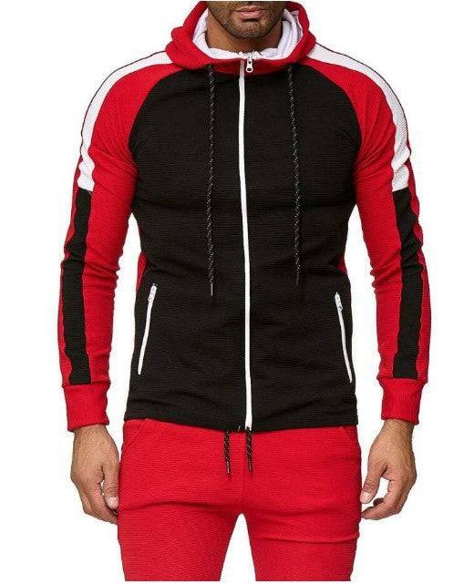Colorblock sweater cardigan hooded casual jacket - Clothing Personality