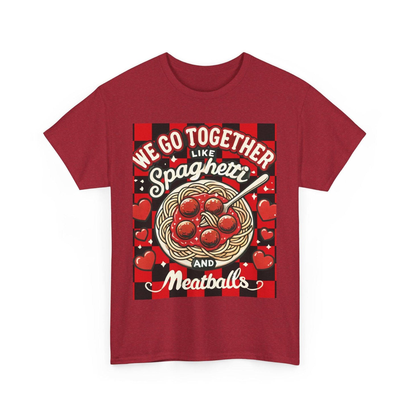 Perfect Pair: Spaghetti and Meatballs Graphic Tee - Cute Foodie T-Shirt for Couples - Clothing Personality