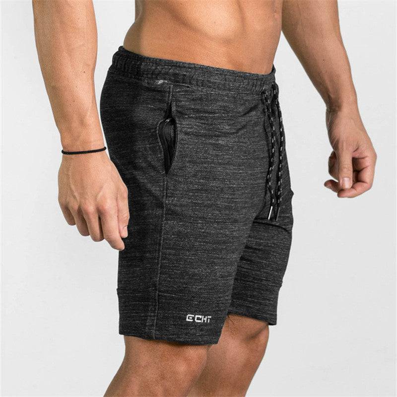 Summer Men's Gyms Shorts Bodybuilding Clothing Men Fitness Zipper Pathwork Workout Cotton Shorts - Clothing Personality