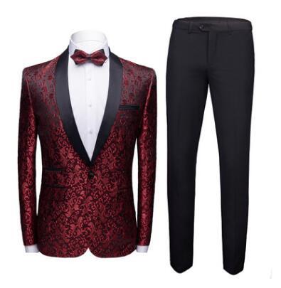 Men's Paisley Tuxedo Suit Wedding Suit Set - Clothing Personality