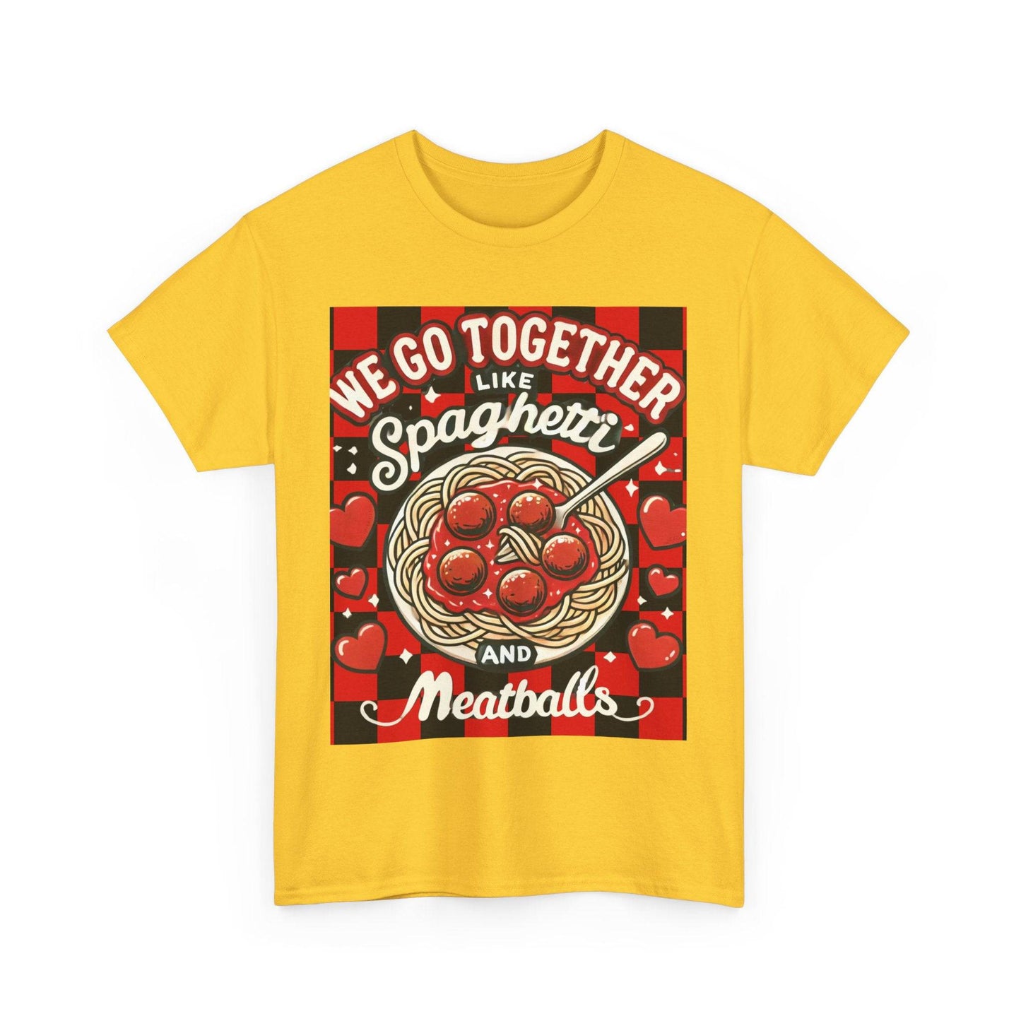 Perfect Pair: Spaghetti and Meatballs Graphic Tee - Cute Foodie T-Shirt for Couples - Clothing Personality