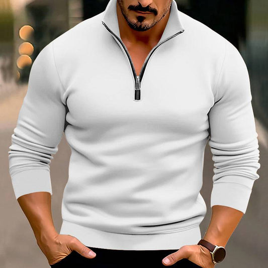 Men's Casual Solid Color Long-sleeved T-shirt Top - Clothing Personality