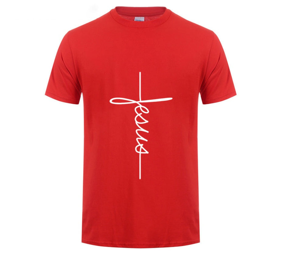Jesus Cross T-shirts Men, Women, Europe, English, Digital Letters, Street Short Sleeve, Alien, WISH Amazon - Clothing Personality