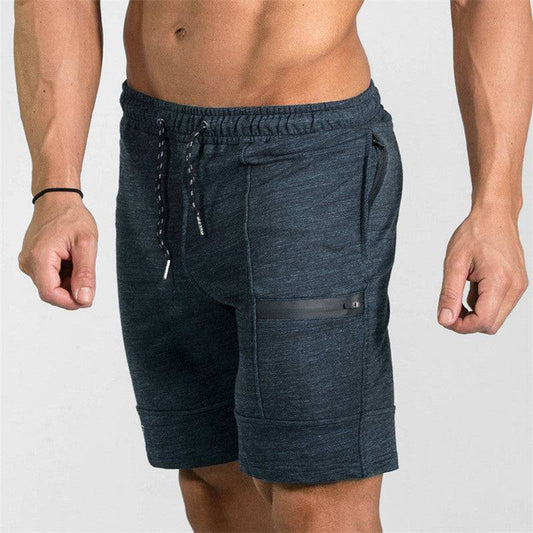 Summer Men's Gyms Shorts Bodybuilding Clothing Men Fitness Zipper Pathwork Workout Cotton Shorts - Clothing Personality