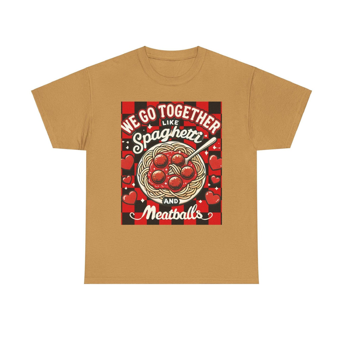 Perfect Pair: Spaghetti and Meatballs Graphic Tee - Cute Foodie T-Shirt for Couples - Clothing Personality