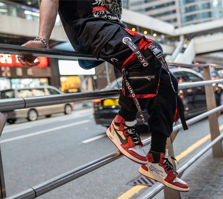 Hiphop webbing harem trousers - Clothing Personality