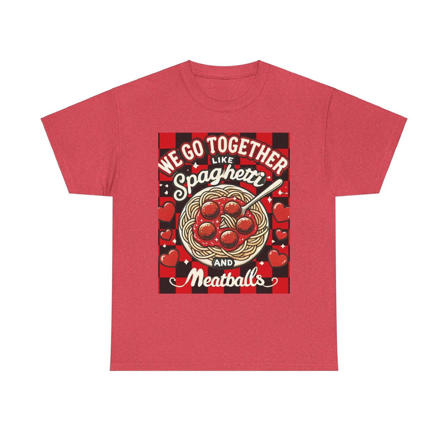 Perfect Pair: Spaghetti and Meatballs Graphic Tee - Cute Foodie T-Shirt for Couples - Clothing Personality