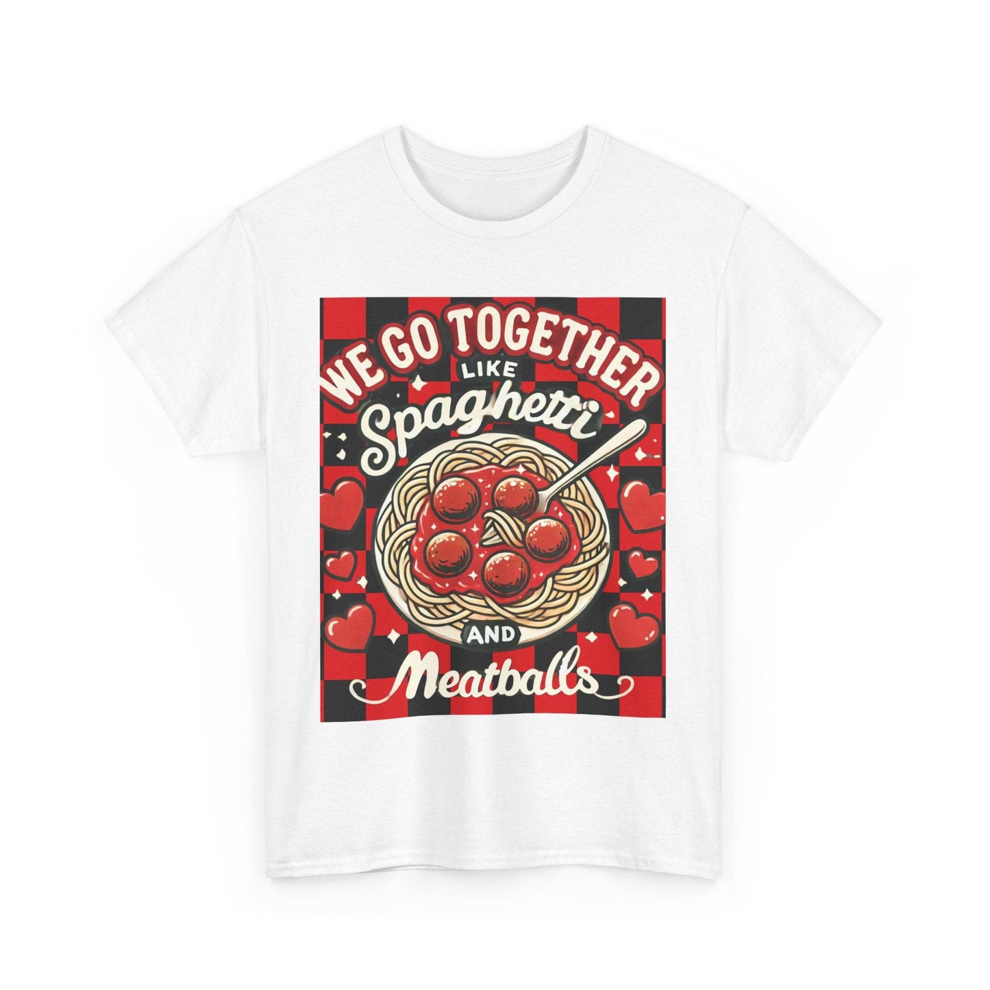 Perfect Pair: Spaghetti and Meatballs Graphic Tee - Cute Foodie T-Shirt for Couples - Clothing Personality