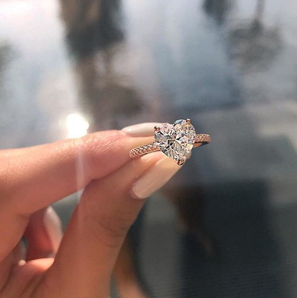 Ins best selling inlaid AAA zircon heart-shaped ring wish new European and American engagement party ring jewelry - Clothing Personality