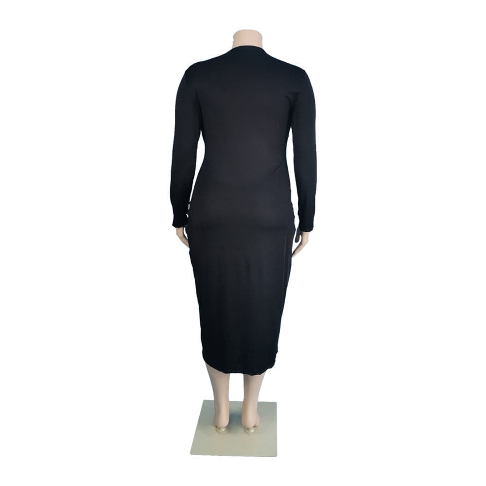 Plus Size Women's Solid Color Casual Fashion Dress - Clothing Personality