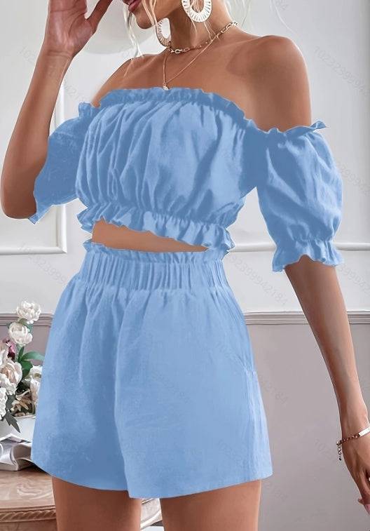 Two Pieces Of Short Sleeve Shorts For Women - Clothing Personality