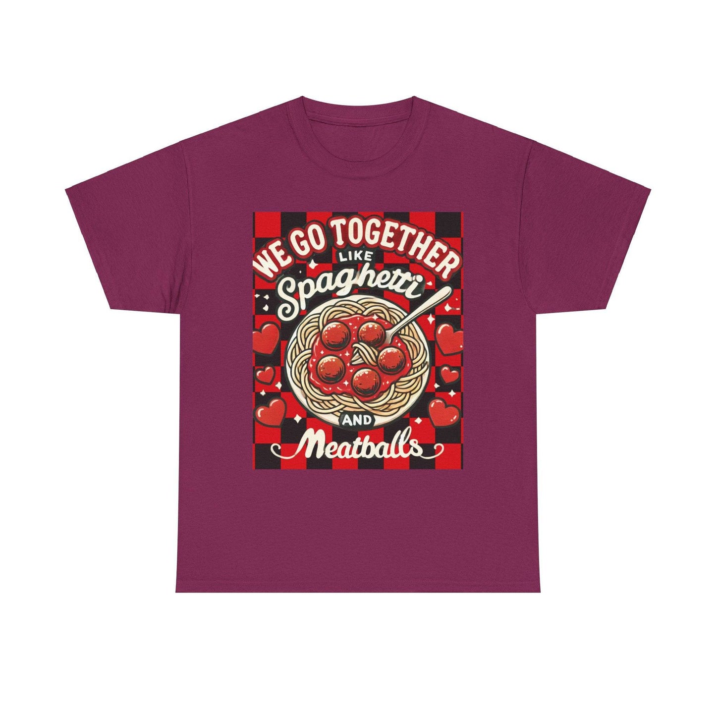 Perfect Pair: Spaghetti and Meatballs Graphic Tee - Cute Foodie T-Shirt for Couples - Clothing Personality