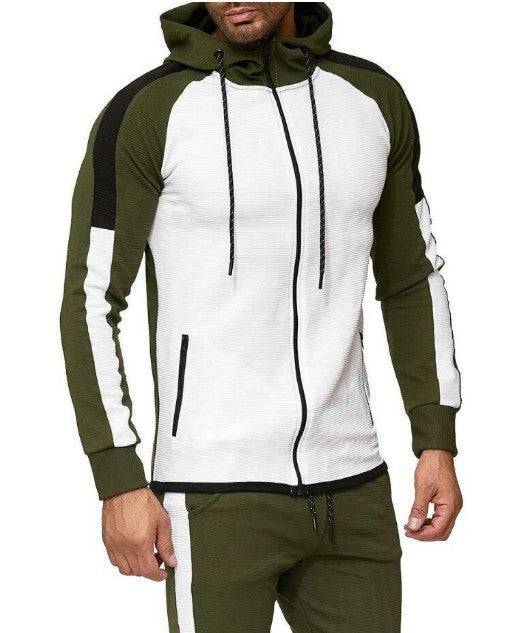 Colorblock sweater cardigan hooded casual jacket - Clothing Personality