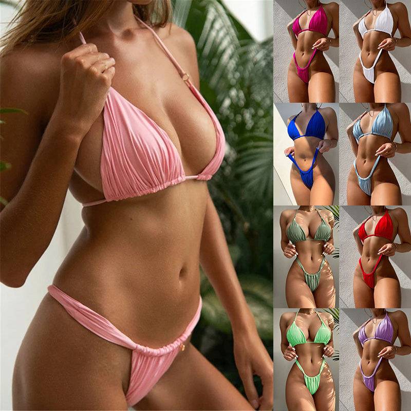 Women Bikini 2 Piece Spaghetti Strap Top Thong Swimsuit Beach Suit - Clothing Personality