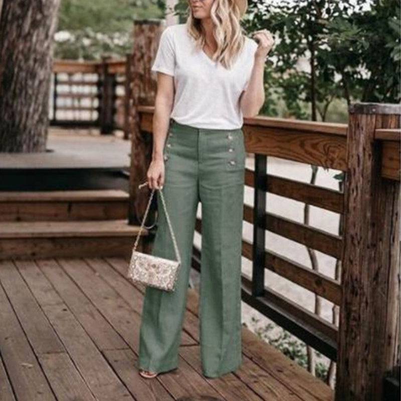 Button wide leg pants - Clothing Personality