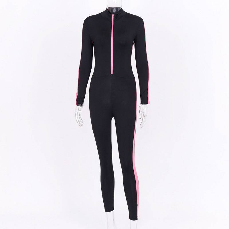 Zipper stitching yoga sports jumpsuit - Clothing Personality