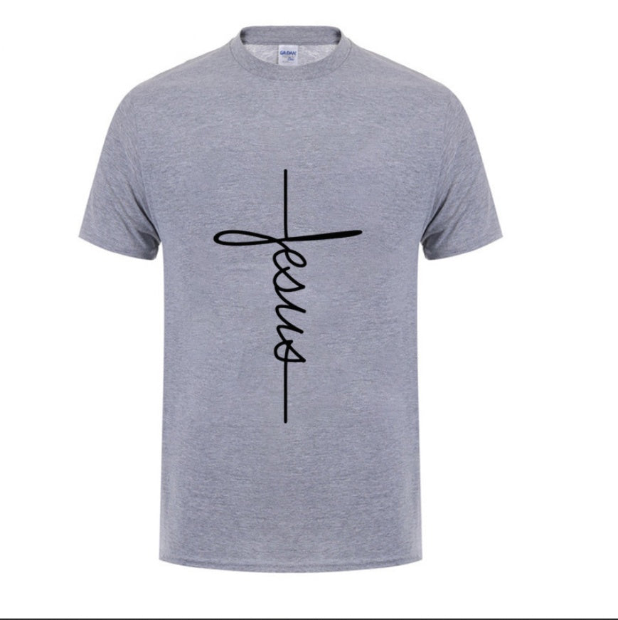 Jesus Cross T-shirts Men, Women, Europe, English, Digital Letters, Street Short Sleeve, Alien, WISH Amazon - Clothing Personality