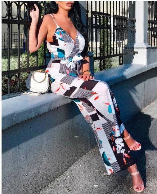 Women's Sphagetti Strap Empire Waist Wide-Leg Jumpsuit - Clothing Personality
