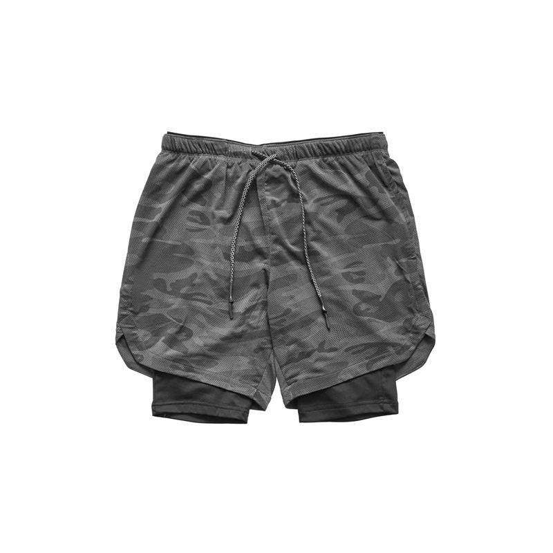 Running Shorts Men 2 In 1 Double-deck Quick Dry GYM Fitness Jogging Workout Pants - Clothing Personality
