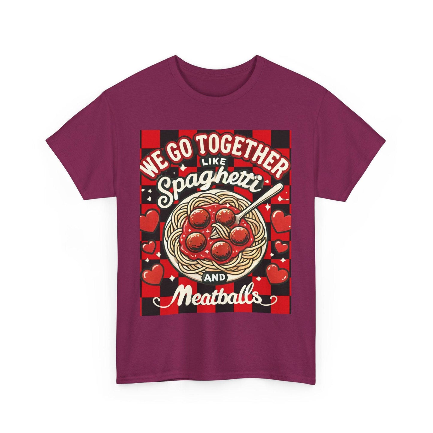 Perfect Pair: Spaghetti and Meatballs Graphic Tee - Cute Foodie T-Shirt for Couples - Clothing Personality