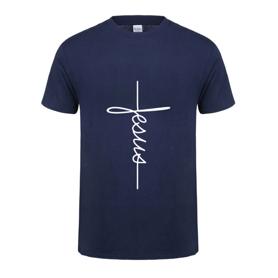 Jesus Cross T-shirts Men, Women, Europe, English, Digital Letters, Street Short Sleeve, Alien, WISH Amazon - Clothing Personality