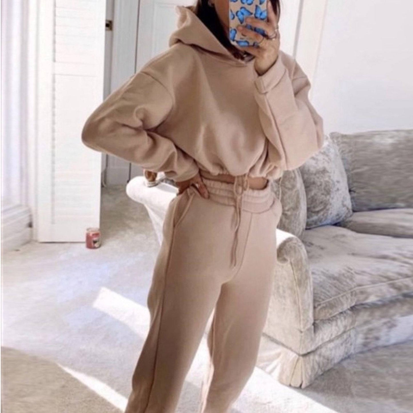 Jogging Suits For Women 2 Piece Sweatsuits Tracksuits Sexy Long Sleeve HoodieCasual Fitness Sportswear - Clothing Personality