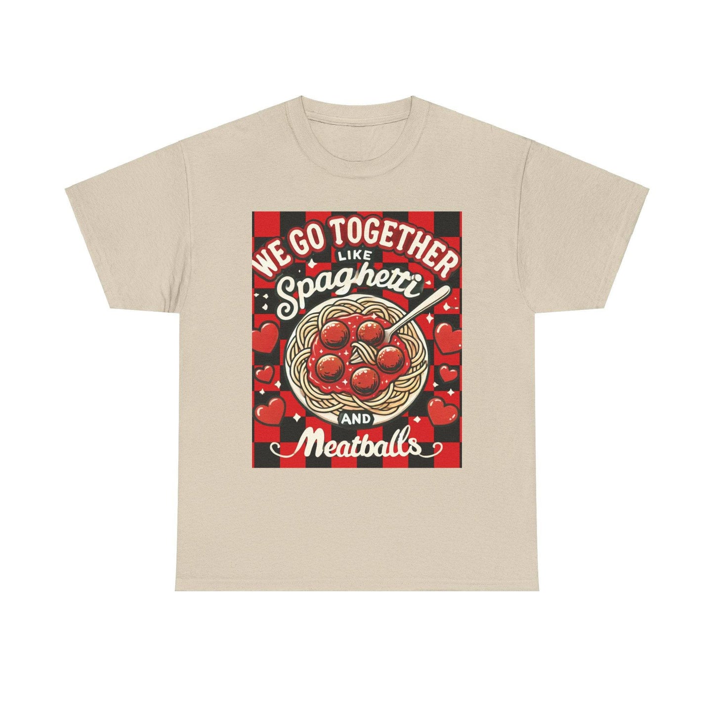 Perfect Pair: Spaghetti and Meatballs Graphic Tee - Cute Foodie T-Shirt for Couples - Clothing Personality