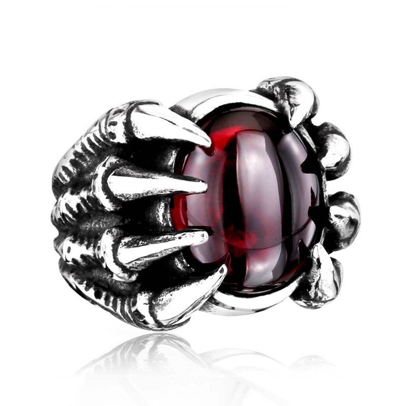 Men's Vintage Personality Titanium Steel Inlaid Zircon Ring - Clothing Personality