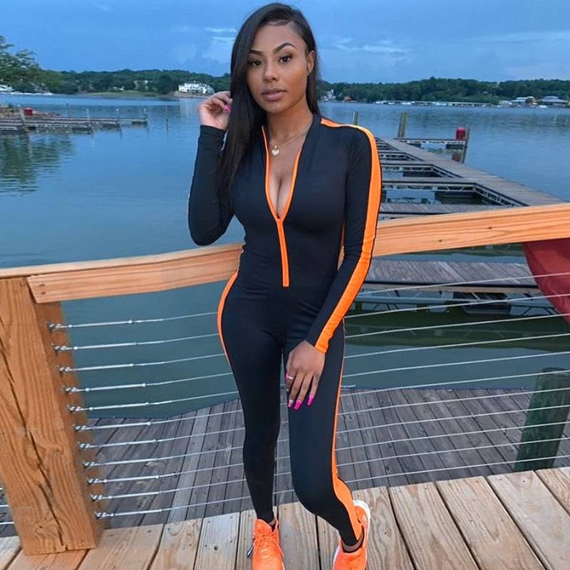 Zipper stitching yoga sports jumpsuit - Clothing Personality
