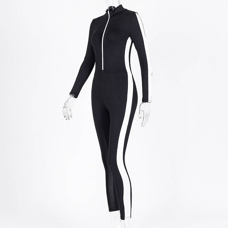 Zipper stitching yoga sports jumpsuit - Clothing Personality