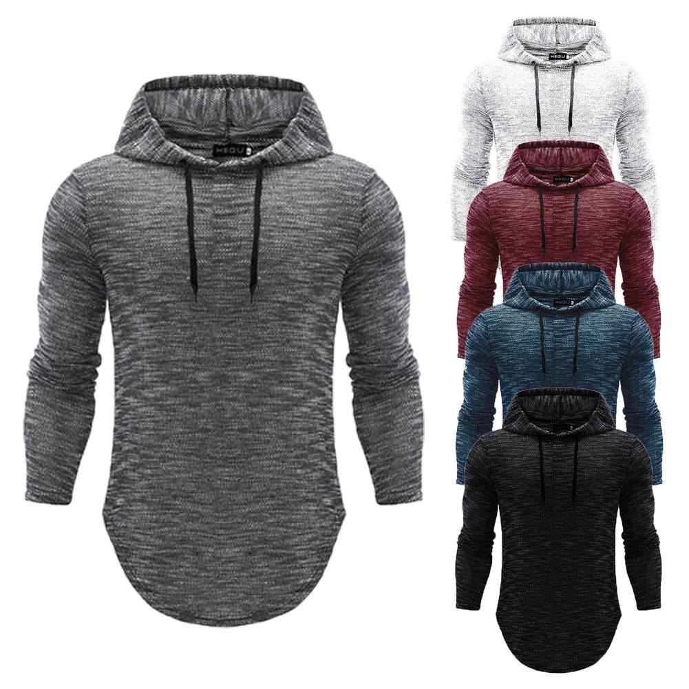 Men's Casual Cotton Hoodies Long Sleeve Sweatshirts Solid Color With Hat - Clothing Personality