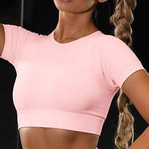 Seamless Yoga Sport Set Fitness Women Running Leggings Short Sleeve Tops - Clothing Personality