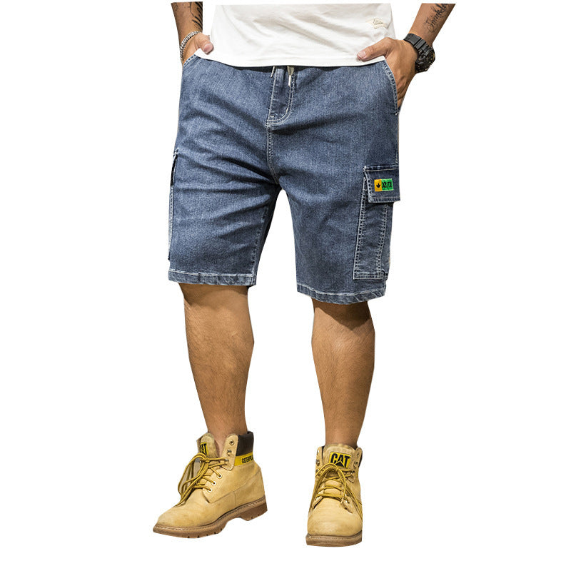 Denim Shorts Straight Casual Loose Fit Cargo Large Pockets Plus Size Trendy Men's Jeans For Men