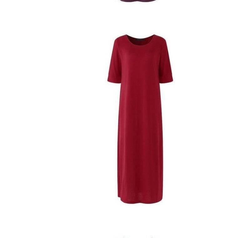 Women's One Shoulder Short Sleeve T-shirt Flowy Maxi Casual Dress - Clothing Personality
