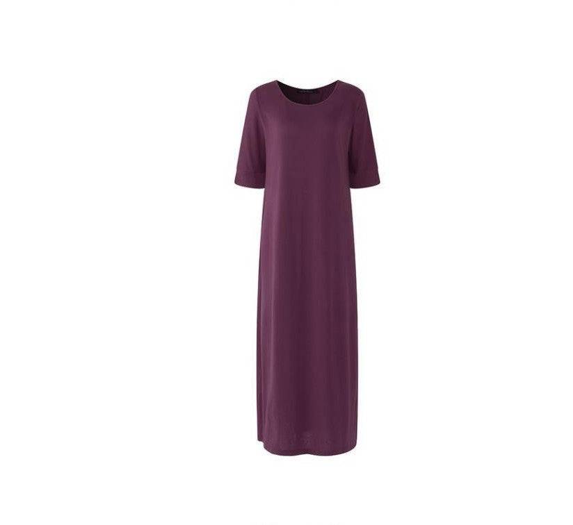 Women's One Shoulder Short Sleeve T-shirt Flowy Maxi Casual Dress - Clothing Personality