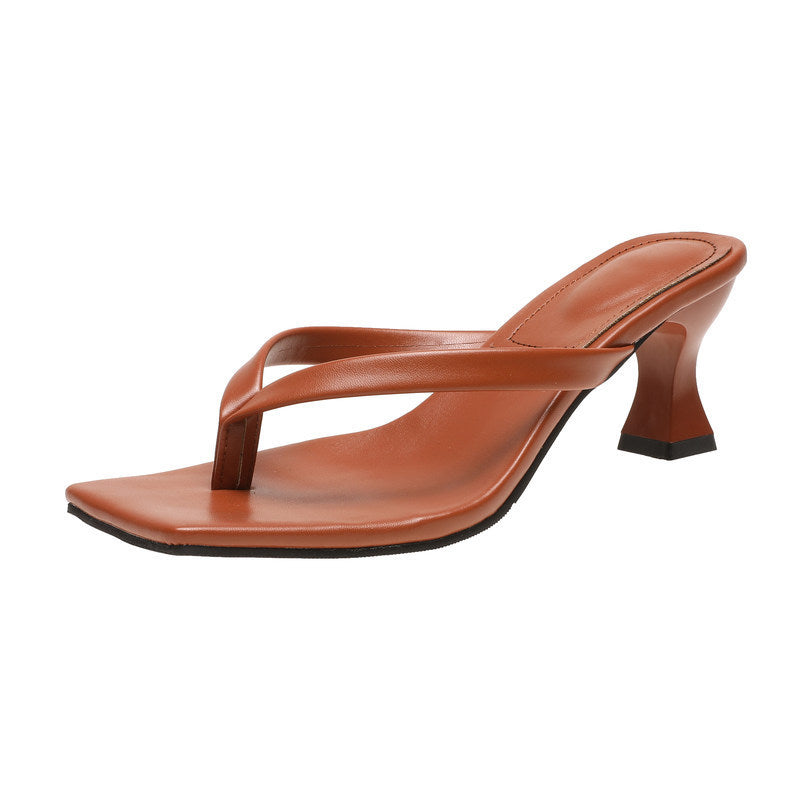 Square-Headed Kitten And Flip-Flops Beach Sandals And Slippers With Thick Heels - Clothing Personality