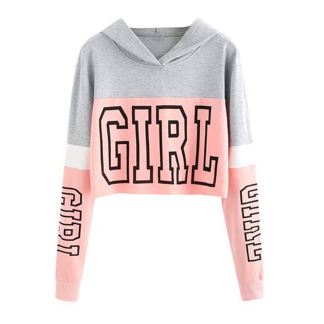 Crop Top Hoodie Sweatshirt Hoodies Women Patchwork Lett - Clothing Personality